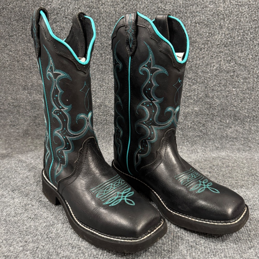 Justin Gypsy L2902 Women Black Turquoise Leather Western Cowgirl Boots 7.5 B